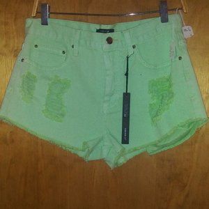 Nwt Forever 21 light green denim shorts size 29